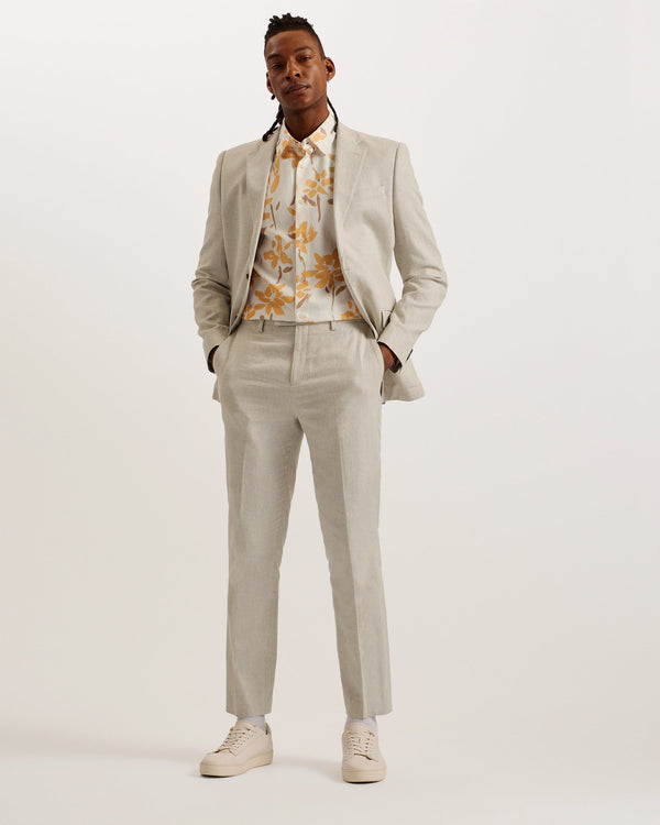 DAMASKT-Suits-Slim Cotton Linen Trouser- Ted Baker Romania